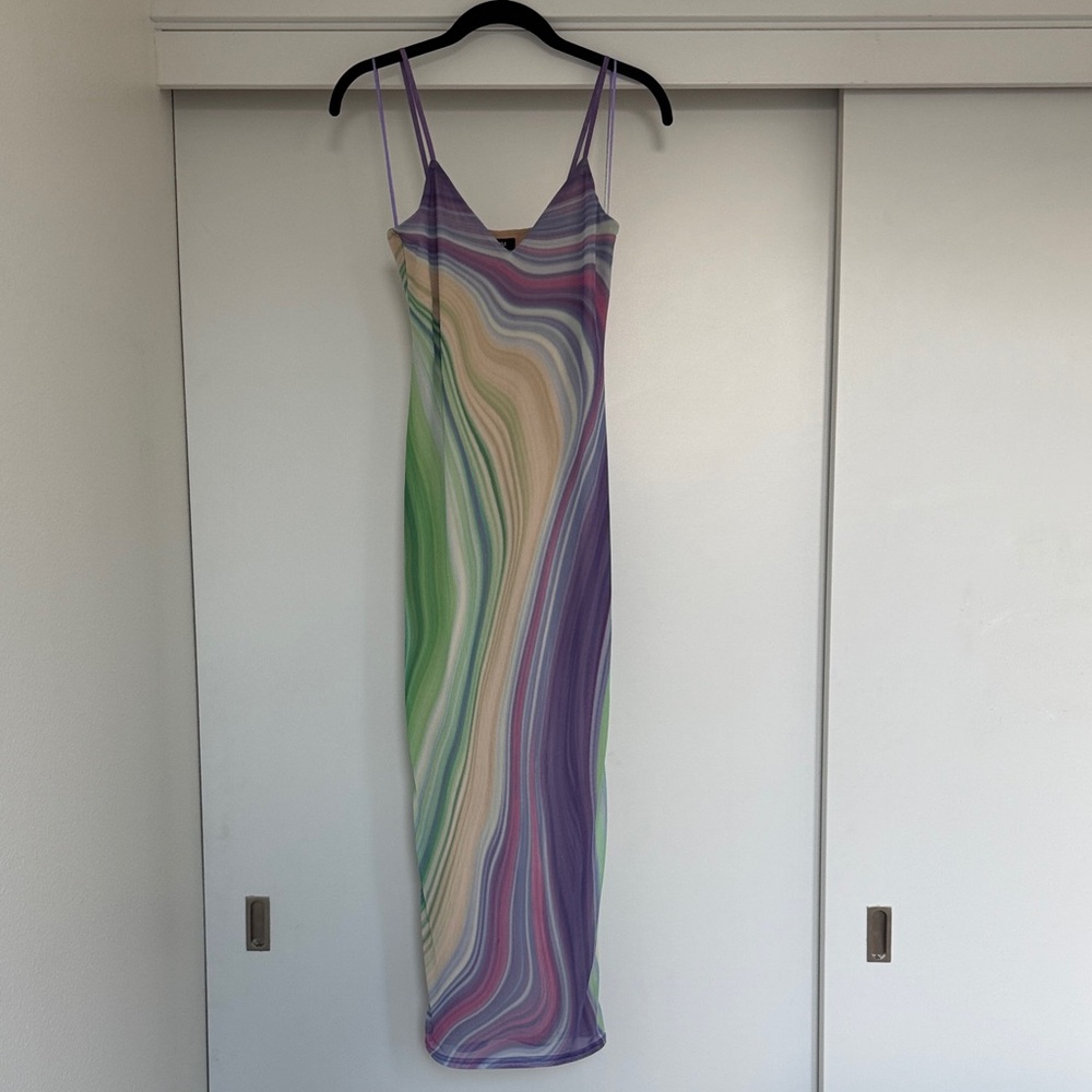 AFRM Swirl Print Mesh Maxi Dress – Multicolor